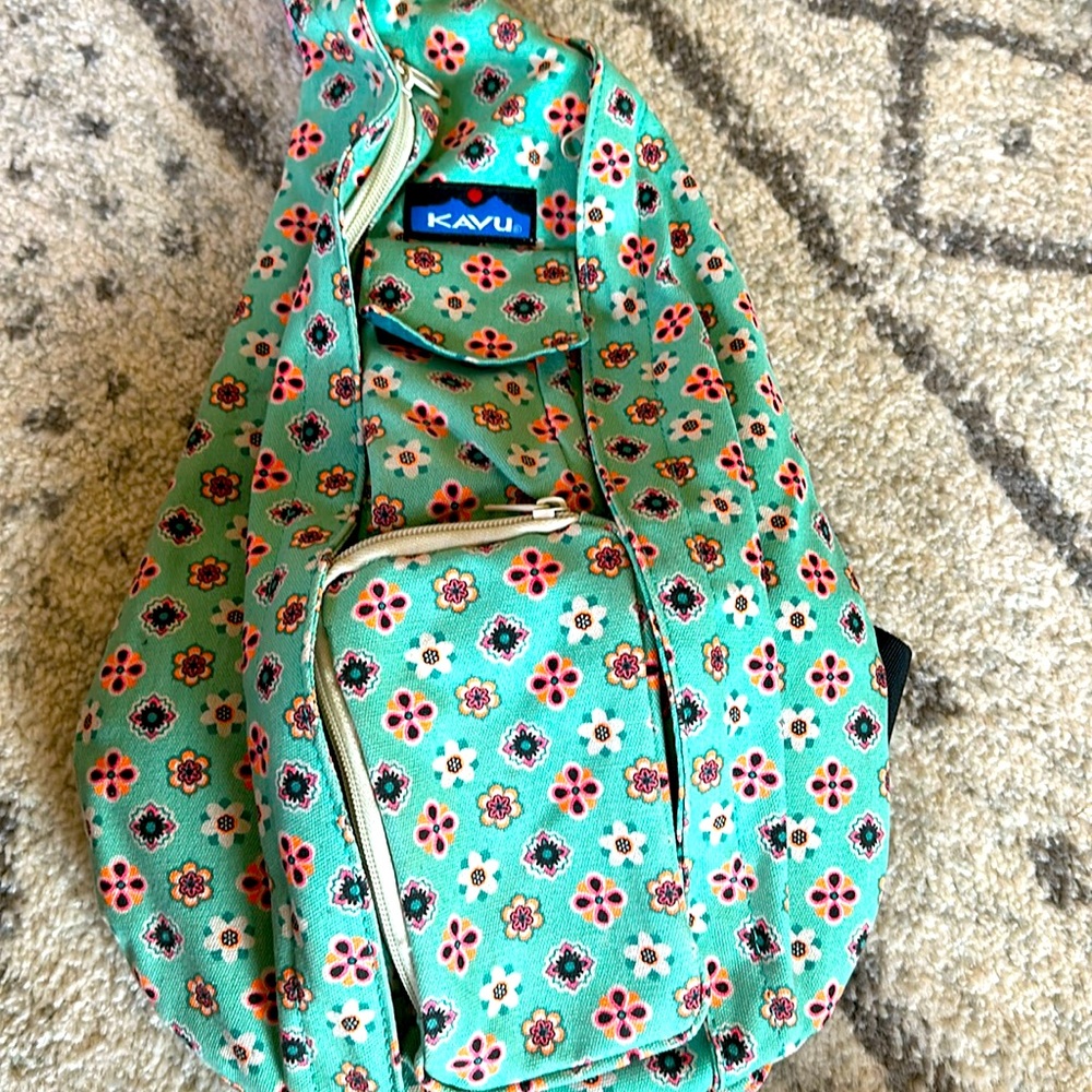KAVU Sling Bag Backpack mint Day Pack Rope Lightweight Purse Travel Hiking